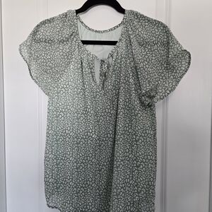 Green Patterned Women's Top
